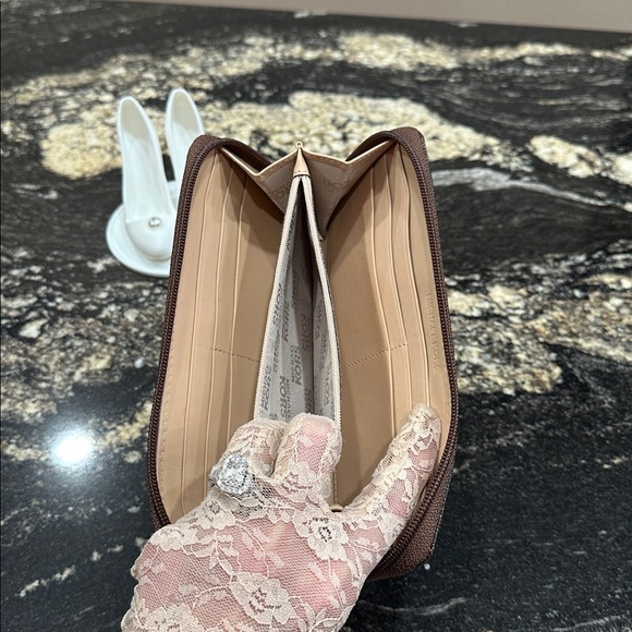 Michael Kors Dark Brown Logo Zip Wallet - Picture 8 of 10